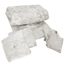 Couvre Lit 2Places Avec 2Taie D’oreiller et 2Coussins Blanc