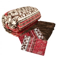 Couvre Lit Velour 2Places Avec 2Taie D’oreiller AKSARAY Marron