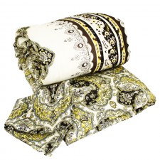 Couette 2Places avec 2Taie D’Oreiller Beige Imprimée Jaune SULTAN