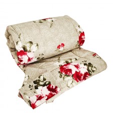 Couette 2Places avec 2Taie D’Oreiller Beige Fleurie Rose SULTAN