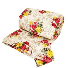 Couette 2Places avec 2Taie D’Oreiller Beige Fleurie Jaune SULTAN