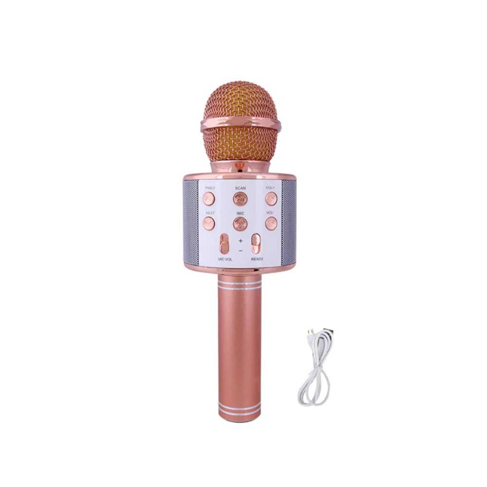 Microphone Karaoké Bluetooth sans fil avec haut-parleur WS-858 Rose
