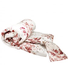 Couette 1Place avec 1Taie D'oreiller AKSARAY Blanc Fleurie Rose