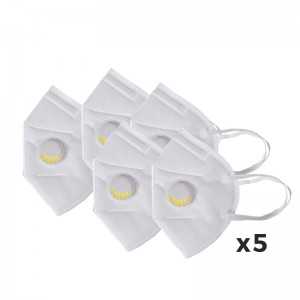 Pack de 5 Bavettes de Protection Médical FFP2 avec Valve Blanc - Ve...
