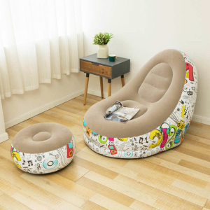 Fauteuil Gonflable Avec Pouf Repose-pieds Marron Avec Pompe À Air -...