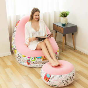 Fauteuil Gonflable Avec Pouf Repose-pieds Rose Avec Pompe À Air - V... Fauteuil Gonflable Avec Pouf Repose-pieds Rose Avec Pompe À Air - V...