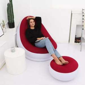 Fauteuil Gonflable Avec Pouf Repose-pieds Blanc Et Rouge Bordeau Av... Fauteuil Gonflable Avec Pouf Repose-pieds Blanc Et Rouge Bordeau Av...