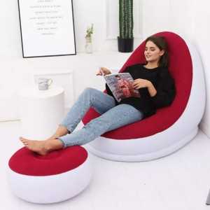 Fauteuil Gonflable Avec Pouf Repose-pieds Blanc Et Rouge Bordeau Av... Fauteuil Gonflable Avec Pouf Repose-pieds Blanc Et Rouge Bordeau Av...