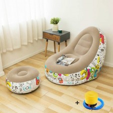 Fauteuil Gonflable Avec Pouf Repose-pieds Marron Avec Pompe À Air