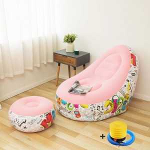 Fauteuil Gonflable Avec Pouf Repose-pieds Rose Avec Pompe À Air - V... Fauteuil Gonflable Avec Pouf Repose-pieds Rose Avec Pompe À Air - V...