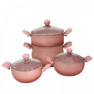 Ensemble de Batteries de Cuisine Granit GoldenWings 16Pièces Rose -...