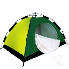 Tente automatique pour plage et camping - 6 Places - Vert Militaire/Jaune