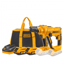 Perceuse Visseuse sans fil + Marteau rotatif sans fil avec 2 Batteries 20V et sac a outils INGCO