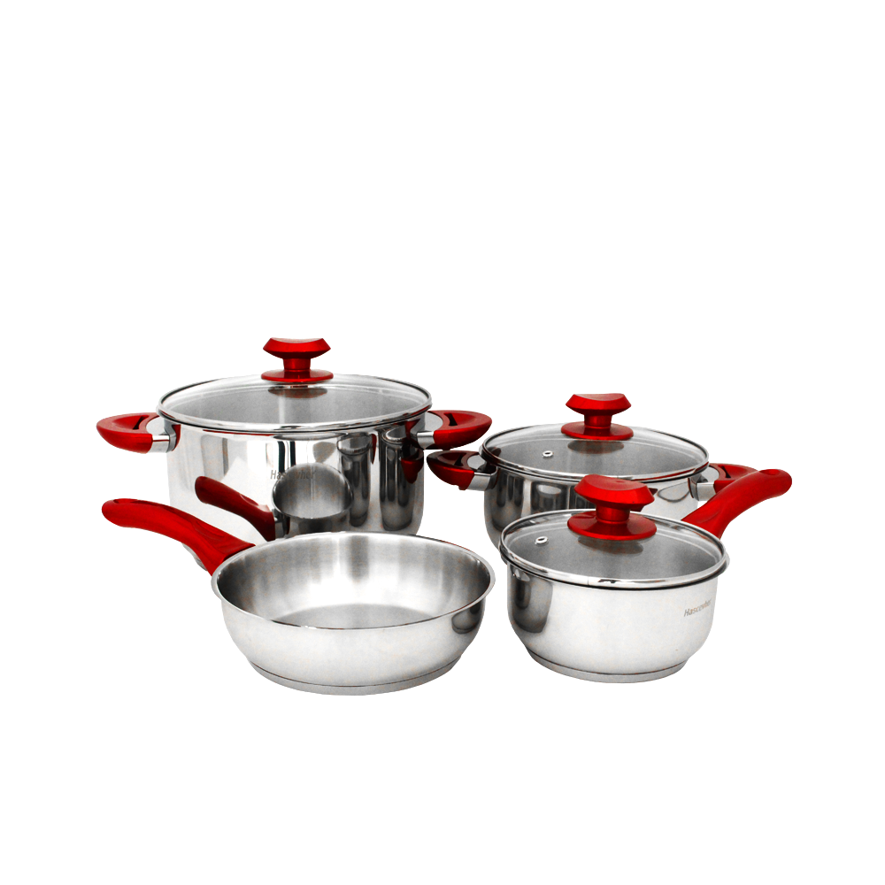Ensemble de Batterie de Cuisine Inox 18/10 7Pièces HASCEVHER Rouge