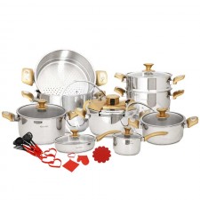 Ensemble Batterie de Cuisine Inox 18/10 30 pièces Gold - BCI30P-G