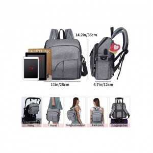 Sac à dos Landau pour poussette avec port USB étanche Gris - Last P...