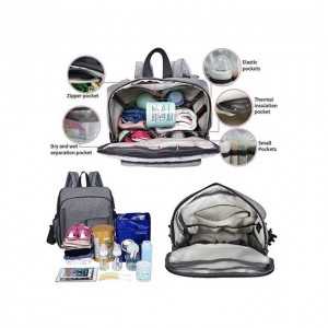Sac à dos Landau pour poussette avec port USB étanche Gris - Last P...