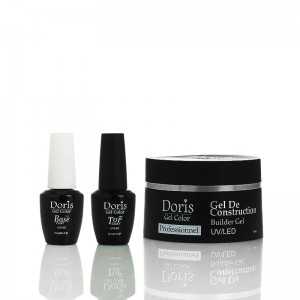 PACK Top Coat + Base Coat + Gel Permanent Nude DORIS