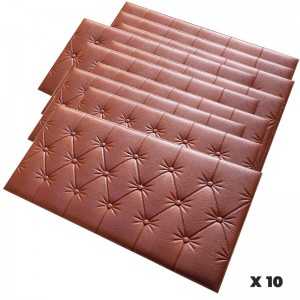 PACK 10 Panneaux Muraux Adhésif 3D - 60x30 Cm Marron