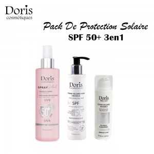 Pack De Protection Solaire SPF 50+ 3en1-Doris (Ecran Invisible + Ecran Cheveux + Spray Visage Et Corps)