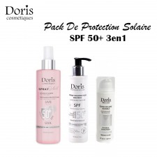 Pack De Protection Solaire SPF 50+ 3en1-Doris (Ecran Invisible + Ecran Cheveux + Spray Visage Et Corps)