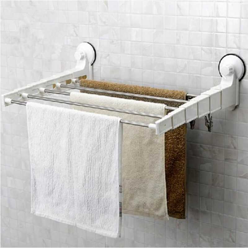 Porte-serviettes à ventouse STORA avec crochets de suspension pour salle de  bain