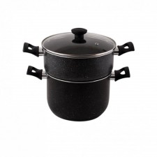 Cook'Art Couscoussier 6 Litre 100% Granite - Noir Moucheté Blanc