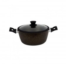 Cook'Art Forged Faitout Granite 20 cm avec Couvercle - Black Moucheté Gold