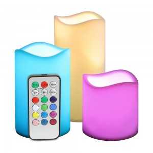 Séries de 3 Bougies LED Multicolore avec télécommande