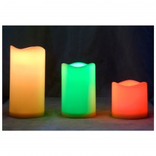 Séries de 3 Bougies LED Multicolore avec télécommande