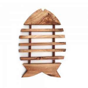 Dessous de plat en forme de poisson en bois d'Olivier