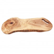 Grande planche à découper rustique en forme d'irrégulière en bois d'olivier