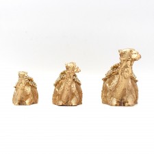 Lot de Trois Chameaux de décoration Doré