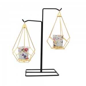 Porte Bougie Lanterne Double avec Support Noir