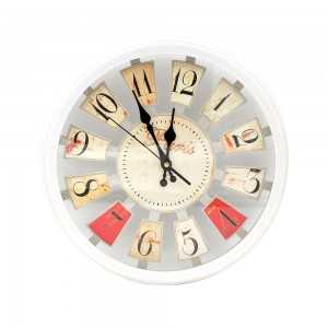 Horloge murale ancienne ronde style vintage en plastique blanc