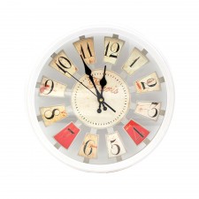 Horloge murale ancienne ronde style vintage en plastique blanc