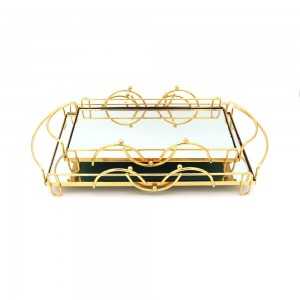 Lot de deux Plateaux Gold Miroir