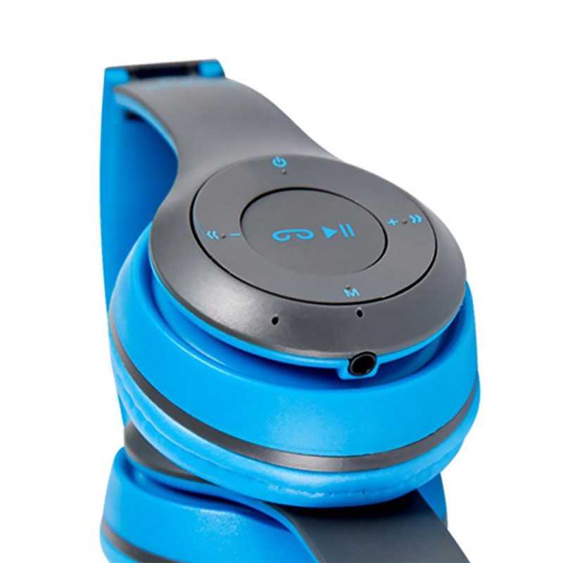 P47 Casque Bluetooth Micro Intégré RGB P47M pour enfants- Bleu