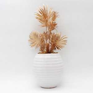 Plante Artificielle Dore avec Pot Céramique Blanc Grand Modèle