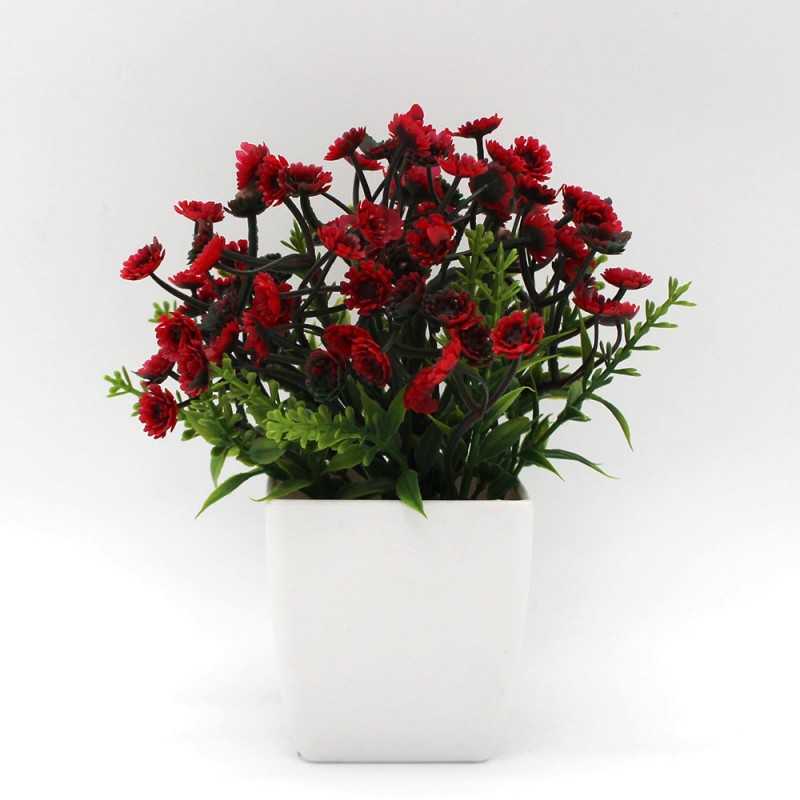 Fleur artificielle Rouge avec pot