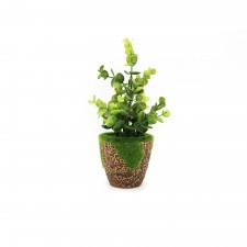 Mini plante artificielle verte dans un pot rond en plastique