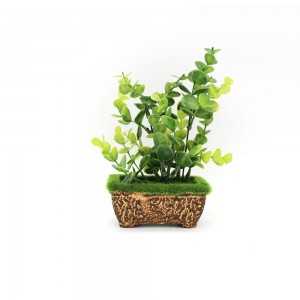 Mini plante artificielle verte dans un pot rectangulaire en plastique