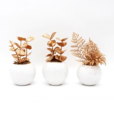 Lot de 3 Plantes Artificielle avec Pot Céramique - Blanc