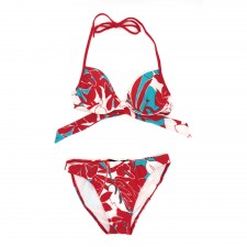 Maillot de bain femme Bikini 2 pièces Kan - Rouge-Bleu Ciel