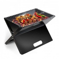 Barbecue Portable Pliable Noir en Inox à charbon ou bois - Swisscook
