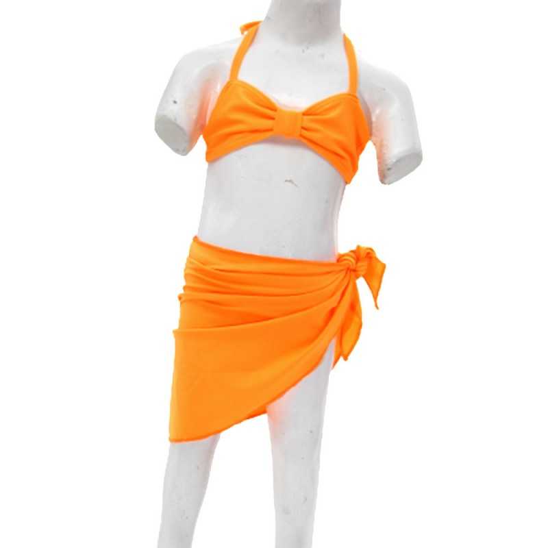 Maillot de bain Enfant Bikini 3 pièces Kan - orange fluo