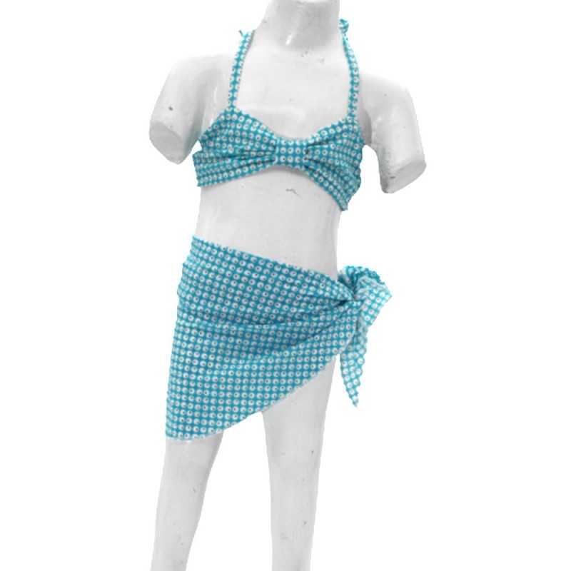 Maillot de bain Enfant Bikini 3 pièces Kan - Bleu Ciel-blanc