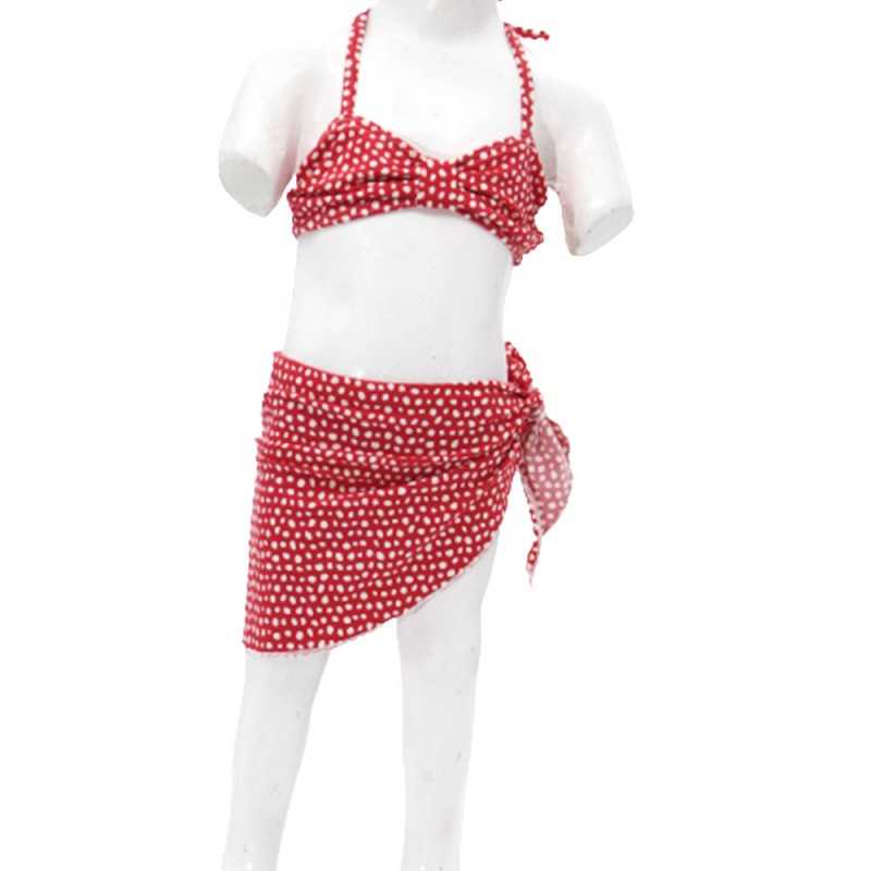 Maillot de bain Enfant Bikini 3 pièces Kan - Rouge-blanc