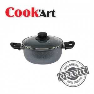 Faitout 22 cm avec couvercle 100% Granite Cookart - Bleu