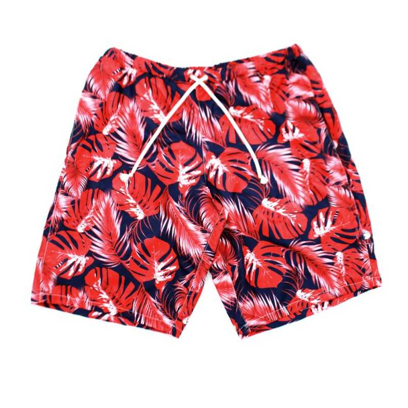 Short maillot de bain pour homme rouge et bleu Hawaï